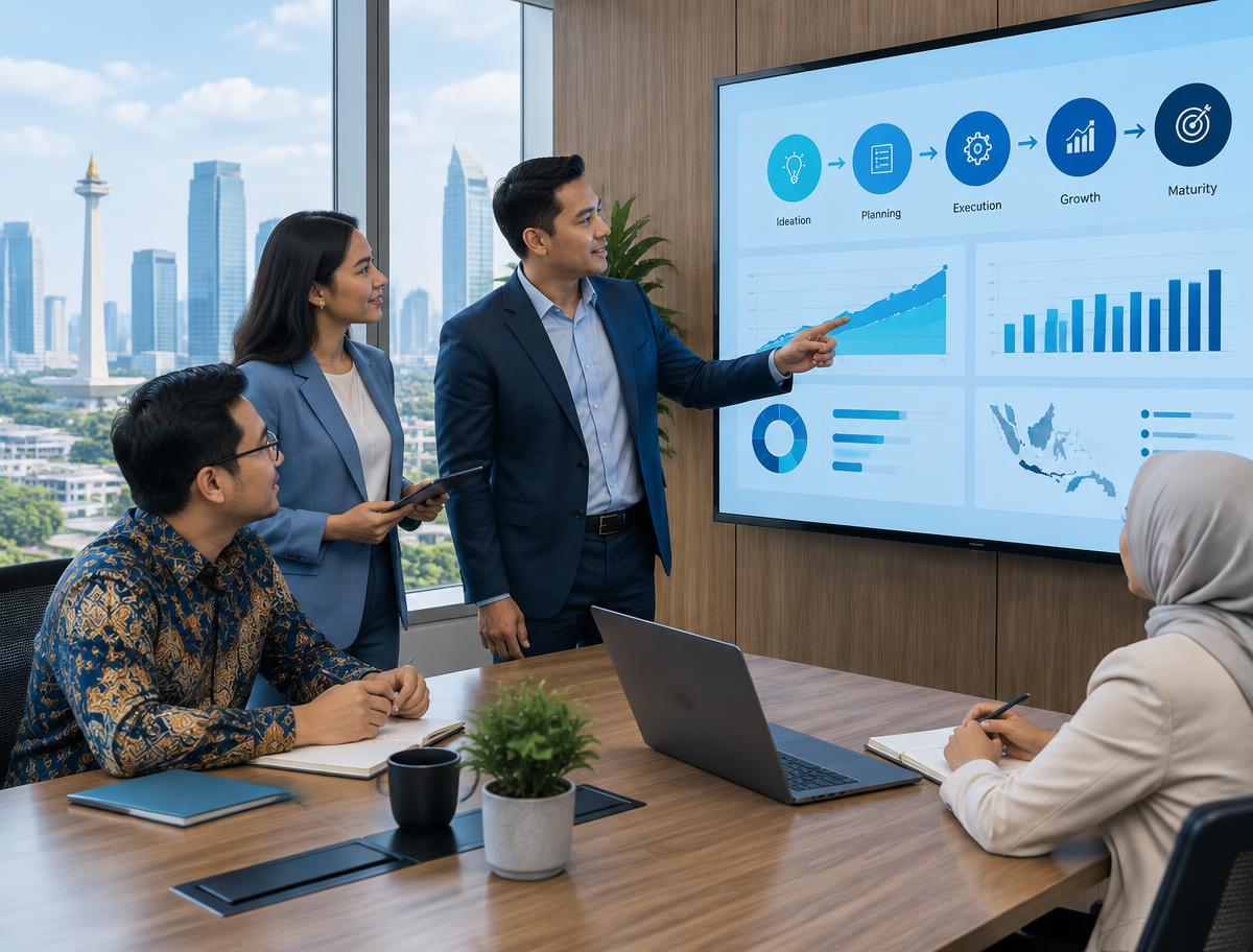 Oveersea consultants reviewing an integrated business lifecycle